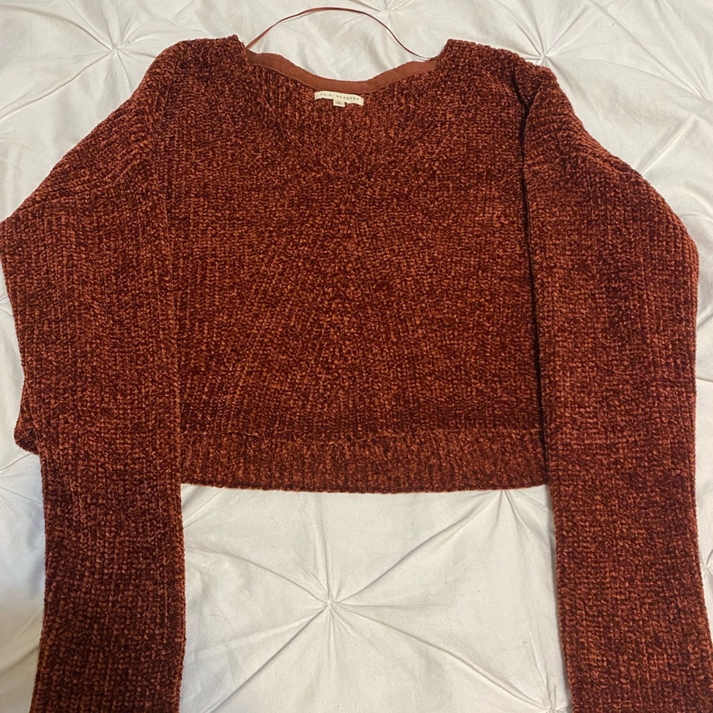 LA Hearts size M cropped maroon sweater V Neck